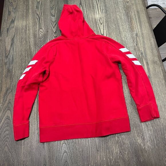 Adidas Youth Sweatshirt Hooded Pocket Front Pullover Logo Print Red Size XL - Picture 7 of 7